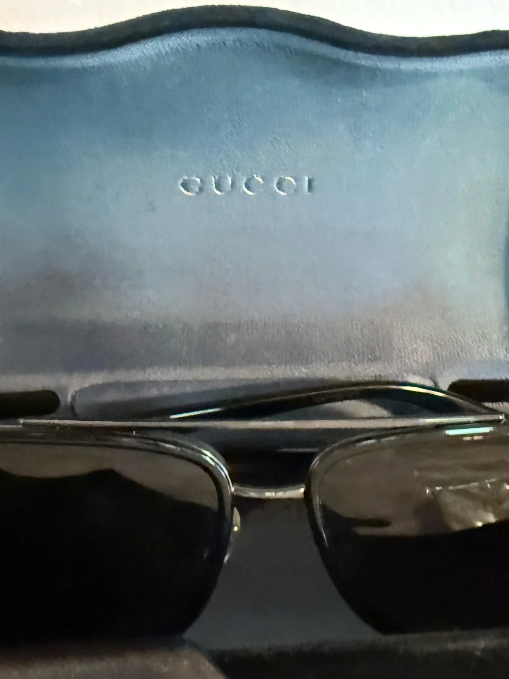 Gucci Men’s Black Rectangular Sunglasses with Signature Web Accent